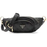 GUESS gordeltas schoudertas Latona Belt Bag Coal Logo donkergrijs