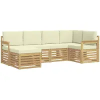 vidaXL Buiten bank set 6 st Wit en crèmekleurig Polyester