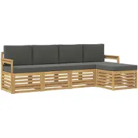vidaXL Buiten bank set 5 st Wit en antracietkleurig Polyester