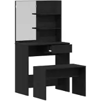 vidaXL Make-up tafel set, 2 stuks, zwart, eikenlook, 74,5 x 40 x 141 cm