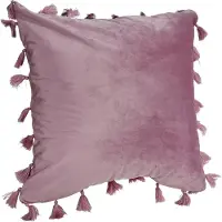 QUVIO Sierkussen met franjes - Gevuld - 45 x 45 cm - Roze