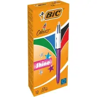 BIC Pen Bic Shine Silver Wit (12 Onderdelen)