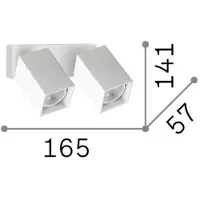 Ideal Lux wandspot Dynamite Square, wit, 16,5 cm, 2-lamps, wit / opaal, Woon-/ Eetkamer, metaal, Modern, halogeen spot