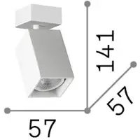 Ideal Lux plafondspot Dynamite Square, wit, lengte 5,7 cm, wit / opaal, Woon-/ Eetkamer, metaal, Modern, downlight