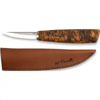 Roselli Carving Knife Short RIR113 Carbon Steel, Curly birch, houtsnijmes