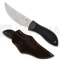 Spyderco Moran Upswept FB01PGYD Gray Damasteel, Black FRN Kraton, Sprint Run vaststaand mes, Bill Moran design
