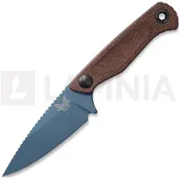Benchmade Dacian Magnacut Blue Titanium Cerakote mes, brown canvas micarta, leather sheath