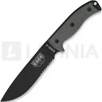 ESEE Model 6 Serrated 6S survivalmes met bruine schede + riemclip