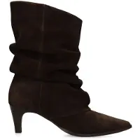Manfield Donkerbruine suède slouchy enkellaarsjes | Maat 37