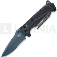 Benchmade Adira Blue Titanium Cerakote vouwmes, tempest gray grivory, gezaagd