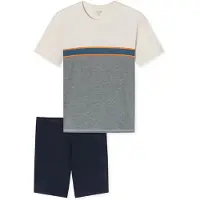 Schiesser Pyjama kort ' Nightwear Shorty ' nachtblauw / grijs / offwhite