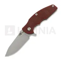 Hinderer Jurassic Magnacut Slicer Flat Grind vouwmes, Stonewash, Red