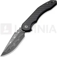 CIVIVI Bluetick Damascus vouwmes, Carbon Fiber Overlay/Black G-10