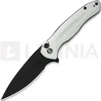 CIVIVI Button Lock Kitefin, Silver Aluminum, Black Stonewash