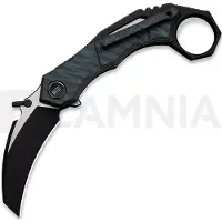 We Knife Tayra vouwmes, Tiger Stripe & Black Ti, Black SW & Satin