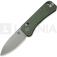 We Knife Banter 2, Green Canvas Micarta, Gray Stonewashed