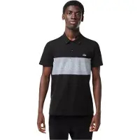 Lacoste Herenpolo Colour Block Petit Pique Regular (Zwart/Zilver)