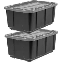 Iris Utility Opbergbox - 100L - Extra Sterk - Stapelbaar - Met Deksel - Kunststof - Zwart/Grijs - Set van 2