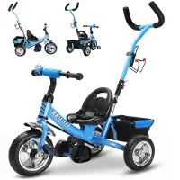 Spiel Werk Raceline kinderdriewieler - Metaal - Duwstang - Blauw