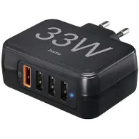 Hama Oplaadstation, 33 watt, 4-voudig (1xQC3.0, 3xUSB-A), zwart