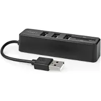 Nedis USB-Hub | 1x USB-A | 3x USB A Female | 5-Poorts poort(en) | USB 2.0 | USB Gevoed | SD & MicroSD - CCGB60250BK01