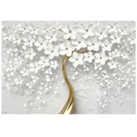 WALLARENA - Fotobehang - 200x140 cm - 3D bloemen boom voor slaapkamer woonkamer vliesbehang