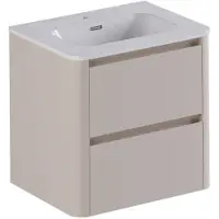 Thebalux Exclusief Sunny greeploze badmeubelset 60cm met afgeronde zijdes taupe licht