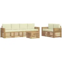 Syfax Buiten bankenset met kussen 7 pcs Wit en crèmekleurig Polyester