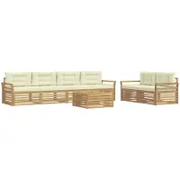 Syfax Buiten bankenset 7 pcs Wit en crèmekleurig Massief Acaciahout