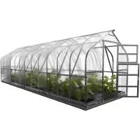 BAUMERA Kas KLASIKA STANDART 20 (2,5 x 8 m) met fundering, 4 mm polycarbonaat en dakluiken met automatische openers.