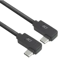 ACT AC7486 USB 3.0 Kabel | 10Gbps 60W USB Type-C (haaks links/rechts) naar USB Type-C (haaks links/rechts) | Zwart | 50 cm