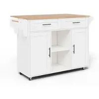 STILVORA Keukeneiland Op Wielen - Uitschuifbaar Werkblad En Opbergruimte - Voor Keuken En Eetkamer - MDF - Wit - 145x70x94,5 Cm