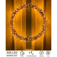 Zenzee Kerstkrans - 500 LED - Ø59 cm - Warmwit - XL - Kersthanger - Lichtkrans - Kerstdecoratie - Kerstversiering - Kerst