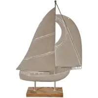 Mansion Atmosphere Deco Zeilboot Metaal/hout 36x8x51,5cm Crème crème Metaal