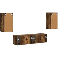 vidaXL Tv-meubelset 4 st Rook Eiken Bewerkt hout