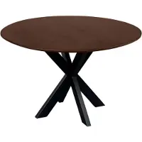 QUVIO Eettafel Sofia - Rond - Ø 120 cm - Stalen kruispoot - FSC gecertificeerd mangohout - Bruin