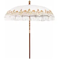vidaXL Balinese Parasol 215 x 215 x 260 cm Katoen Rond Crèmekleurig