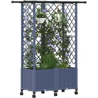 vidaXL Verhoogd Bed met Trellis en Dak Grijs 124 x 40 x 142 cm PP