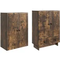 vidaXL Kast Set 2 st Gerookt eiken Bewerkt hout