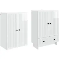 vidaXL Kast Set 2 st Hoogglans Wit Bewerkt hout