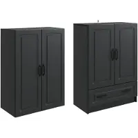vidaXL Kast Set 2 st Zwart Bewerkt hout