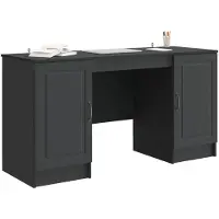 vidaXL Bureau, zwart, 142,5 x 50 x 75 cm, houtvezel