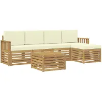vidaXL Buiten bank set 6 st Wit en crèmekleurig Polyester