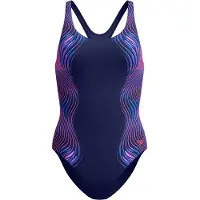 Speedo Print Medalist Swimsuit Paars UK 36 Vrouw