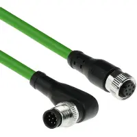 ACT SC3943 Industriële Sensorkabel | M12A 8-Polig Male Right Angled naar M12A Female | Ultraflex TPE kabel | Afgeschermd | IP67 | Groen | 5 meter