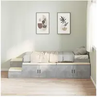 vidaXL Opbergbedframe met plank Beton Grijs 75 cm Bewerkt hout