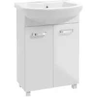 Deftrans Badkamerkast met wastafel 85x60cm wit, staand op poten Mila