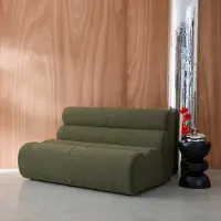 Sweeek Stoffen fauteuil getextureerde bouclé 2 zits Kaki