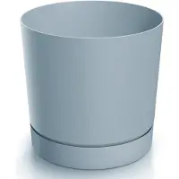Prosperplast Tubo Serie - Bloempot met Schotel - 11 cm - Mat Grijs - Kunststof