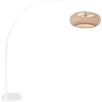 Steinhauer Grote witte Booglamp – wit met bamboe kap Ø60 cm